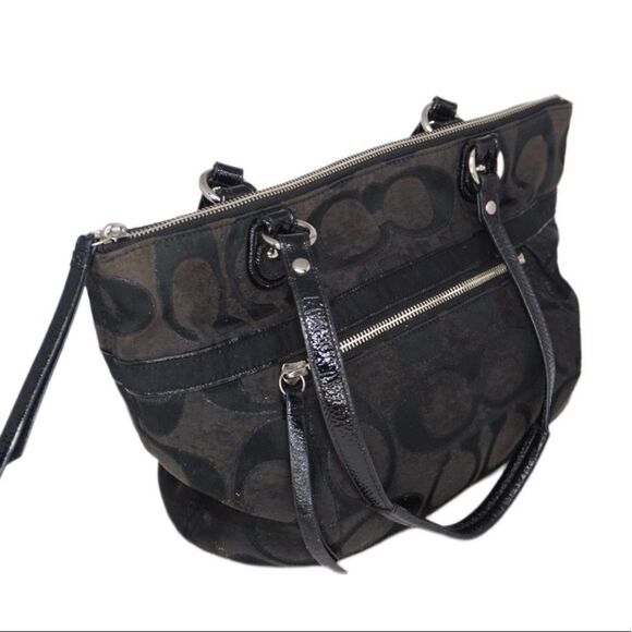 Coach Poppy Metallic Signature Black Shoulder Bag 19863 - Picture 9 of 13